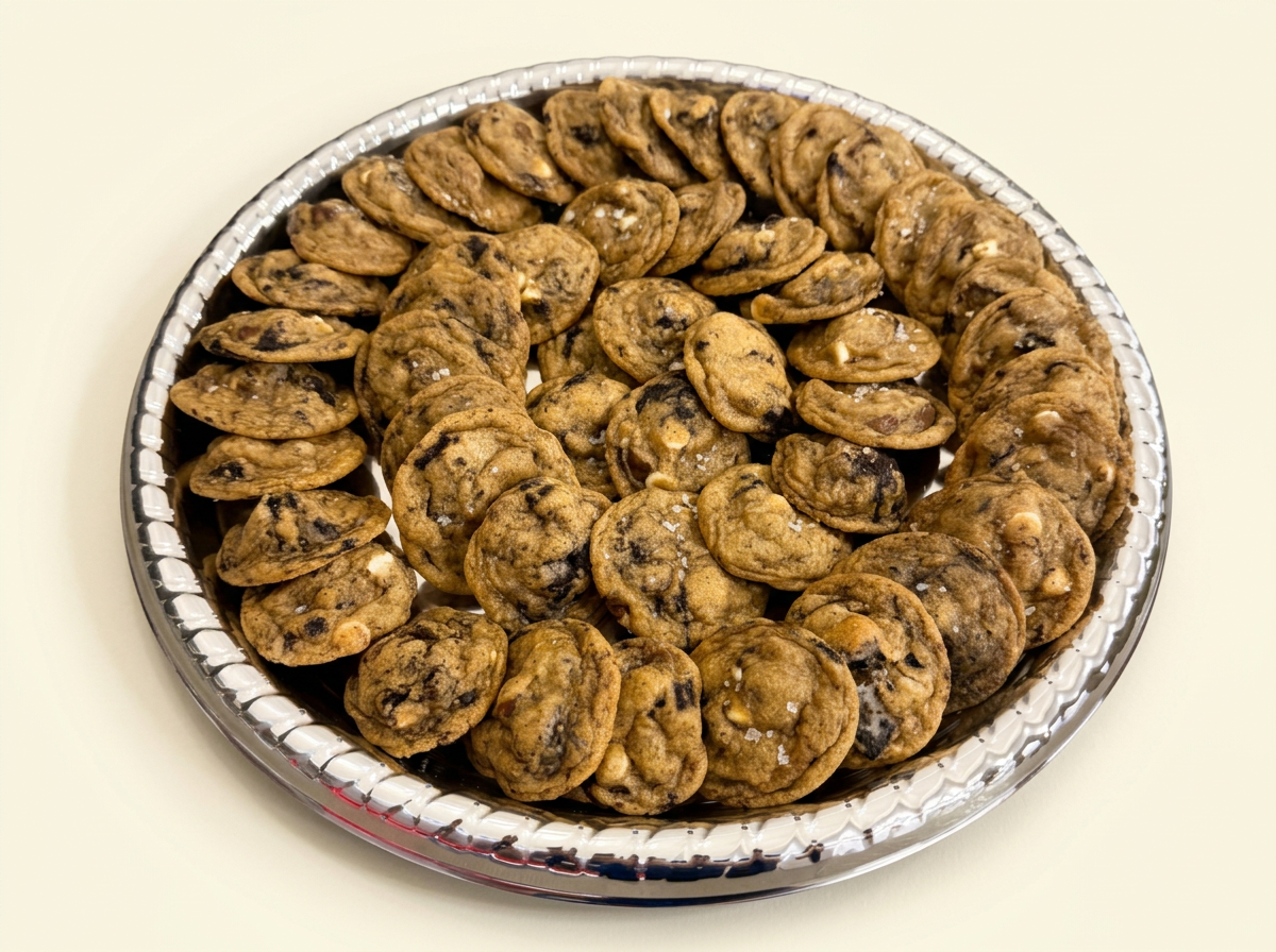 Silver tray filled with 50 mini Chulo's cookies