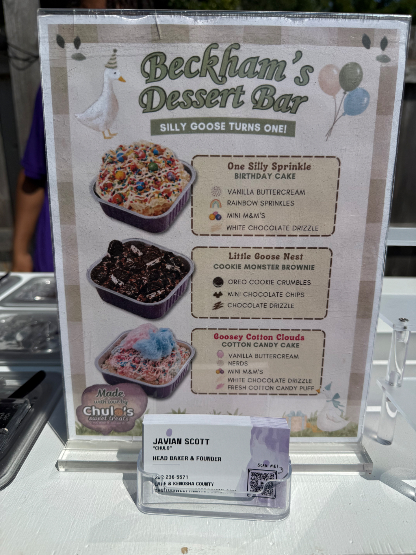Custom Chulo's dessert bar menu